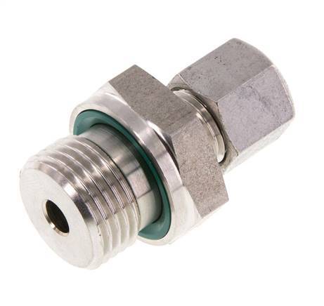 G 1/2'' Male x 8L Stainless steel Straight Cutting Ring with FKM Seal 315 Bar DIN 2353