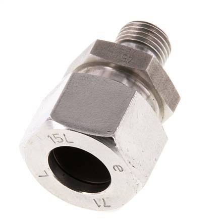 G 1/4'' Male x 15L Stainless steel Straight Cutting Ring with FKM Seal 315 Bar DIN 2353