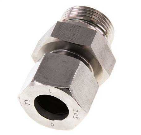 G 1'' Male x 20S Stainless steel Straight Cutting Ring with FKM Seal 400 Bar DIN 2353