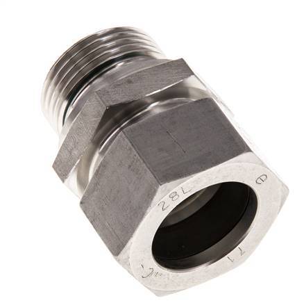 G 1'' Male x 28L Stainless steel Straight Cutting Ring with FKM Seal 160 Bar DIN 2353