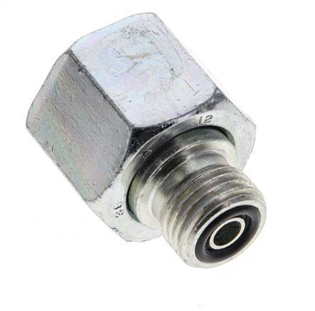 UN 13/16''-16 x UNF 9/16''-18 F/M Zinc plated Steel Reducing Adapter ORFS 630 Bar - Hydraulic