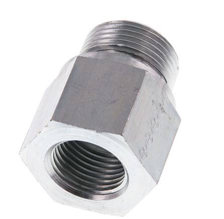 G 3/4'' x G 1/2'' M/F Zinc plated Steel Reducing Adapter 400 Bar - Hydraulic