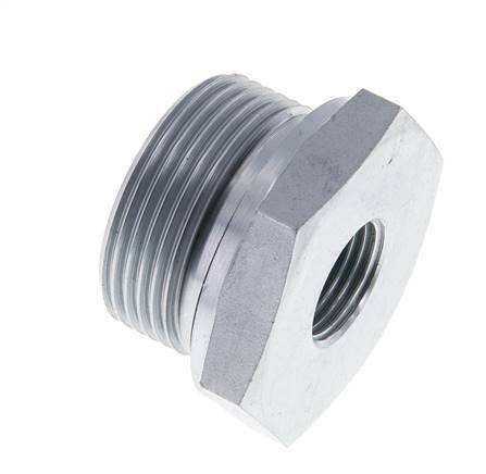 G 1 1/4'' x G 1/2'' M/F Zinc plated Steel Reducing Adapter 400 Bar - Hydraulic