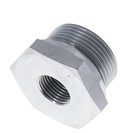 G 1 1/4'' x G 1/2'' M/F Zinc plated Steel Reducing Adapter 400 Bar - Hydraulic