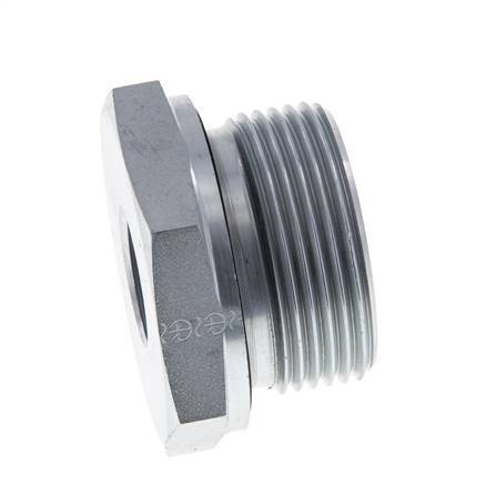 G 1 1/4'' x G 1/2'' M/F Zinc plated Steel Reducing Adapter 400 Bar - Hydraulic