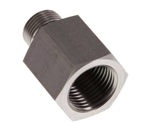 G 3/8'' x G 1/2'' M/F Stainless steel Reducing Adapter 630 Bar - Hydraulic