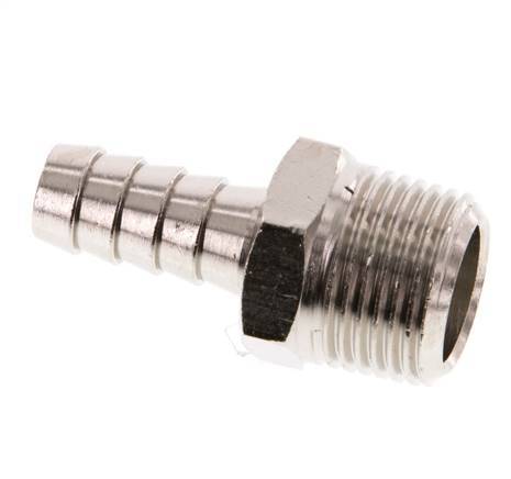 R 3/8'' Male x 9mm Nickel plated Brass Hose barb 16 Bar [5 Pieces]