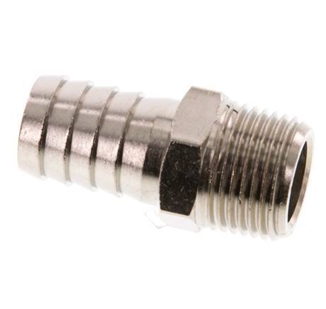 R 3/8'' Male x 13mm Nickel plated Brass Hose barb 16 Bar [2 Pieces]