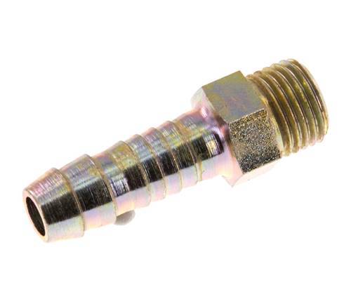 G 1/4'' Male x 9mm Zinc plated Steel Hose barb 25 Bar [2 Pieces]