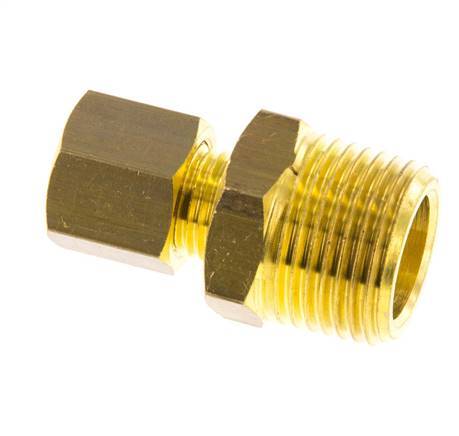 R 3/8'' Male x 6mm Brass Straight Compression Fitting 150 Bar DIN EN 1254-2