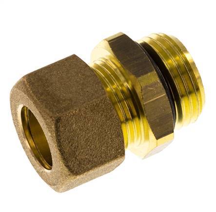 G 1/2'' Male x 14mm Brass Straight Compression Fitting with NBR Seal 89 Bar DIN EN 1254-2
