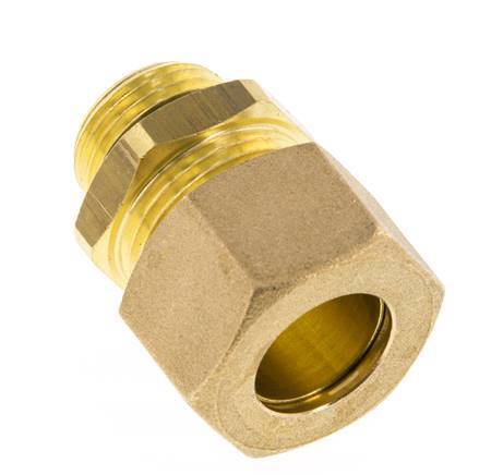 G 3/8'' Male x 14mm Brass Straight Compression Fitting with NBR Seal 89 Bar DIN EN 1254-2