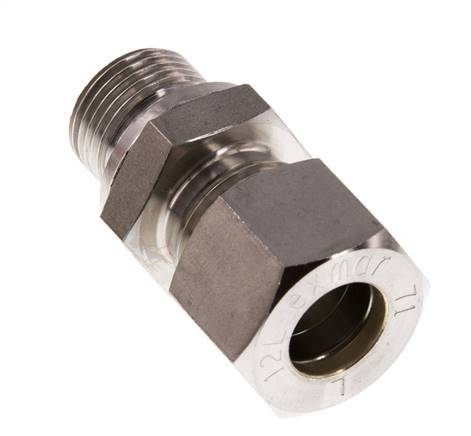 G 3/8'' Male x 12L Stainless steel Straight Compression Fitting 315 Bar DIN 2353