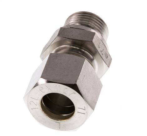 G 3/8'' Male x 12L Stainless steel Straight Compression Fitting 315 Bar DIN 2353