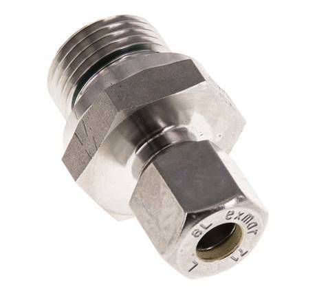 G 1/2'' Male x 8L Stainless steel Straight Compression Fitting with FKM Seal 315 Bar DIN 2353