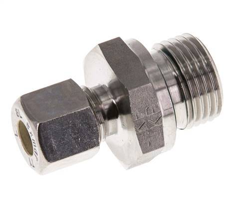 G 1/2'' Male x 8L Stainless steel Straight Compression Fitting with FKM Seal 315 Bar DIN 2353