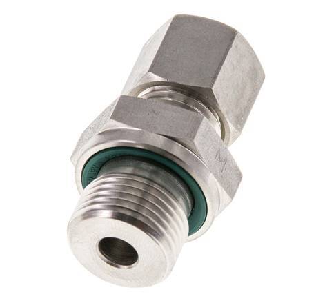 G 1/2'' Male x 18L Stainless steel Straight Compression Fitting with FKM Seal 315 Bar DIN 2353