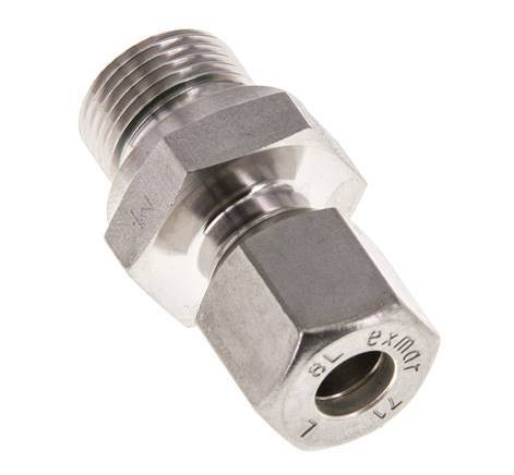 G 1/2'' Male x 18L Stainless steel Straight Compression Fitting with FKM Seal 315 Bar DIN 2353