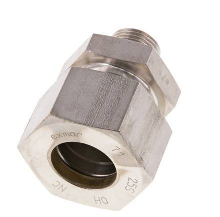 G 1/2'' Male x 25S Stainless steel Straight Compression Fitting with FKM Seal 400 Bar DIN 2353