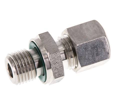 G 1/4'' Male x 8L Stainless steel Straight Compression Fitting with FKM Seal 315 Bar DIN 2353