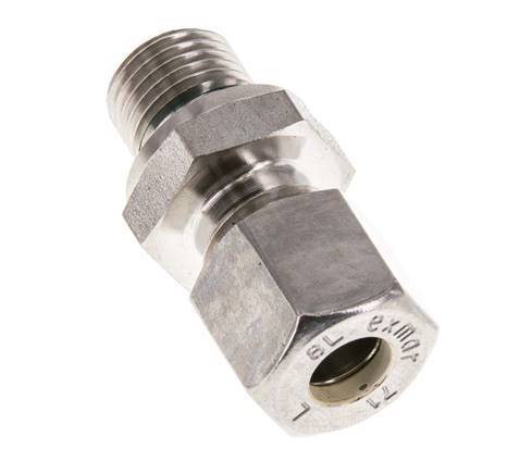 G 1/4'' Male x 8L Stainless steel Straight Compression Fitting with FKM Seal 315 Bar DIN 2353