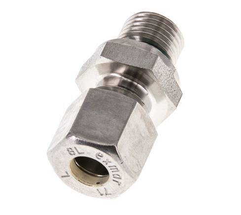G 1/4'' Male x 8L Stainless steel Straight Compression Fitting with FKM Seal 315 Bar DIN 2353
