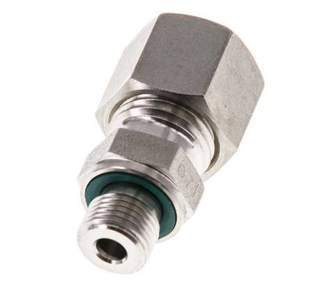 G 1/8'' Male x 8L Stainless steel Straight Compression Fitting with FKM Seal 315 Bar DIN 2353