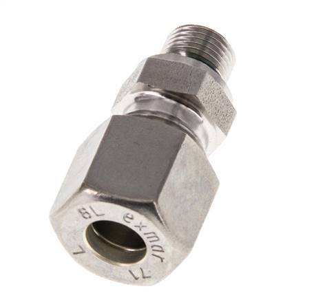 G 1/8'' Male x 8L Stainless steel Straight Compression Fitting with FKM Seal 315 Bar DIN 2353