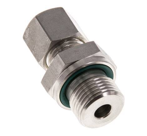 G 3/8'' Male x 8L Stainless steel Straight Compression Fitting with FKM Seal 315 Bar DIN 2353
