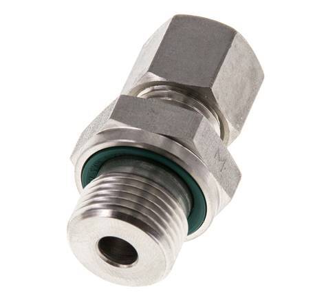 G 3/8'' Male x 8L Stainless steel Straight Compression Fitting with FKM Seal 315 Bar DIN 2353