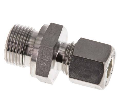 G 3/8'' Male x 8L Stainless steel Straight Compression Fitting with FKM Seal 315 Bar DIN 2353