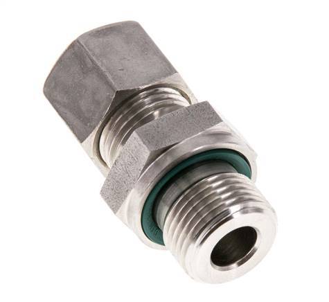 G 3/8'' Male x 10L Stainless steel Straight Compression Fitting with FKM Seal 315 Bar DIN 2353