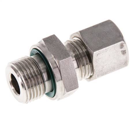 G 3/8'' Male x 10L Stainless steel Straight Compression Fitting with FKM Seal 315 Bar DIN 2353