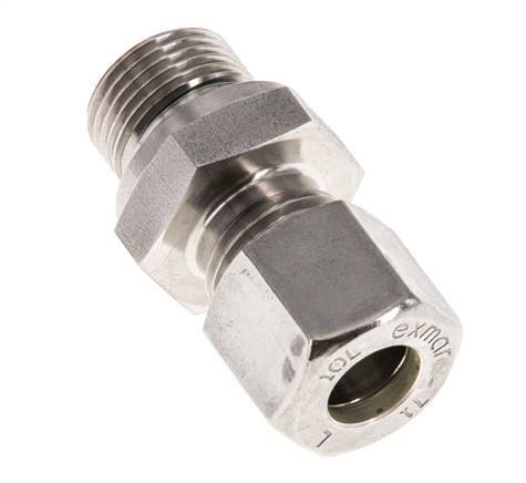 G 3/8'' Male x 10L Stainless steel Straight Compression Fitting with FKM Seal 315 Bar DIN 2353