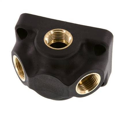 G 1/2'' Brass Wall Mounted 3-way Air Junction without through-hole 15 Bar