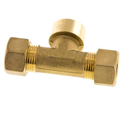 G 1/2'' x 15mm Brass Tee Compression Fitting 82 Bar DIN EN 1254-2