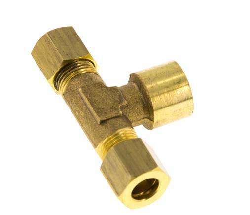G 1/4'' x 8mm Brass Tee Compression Fitting 135 Bar DIN EN 1254-2