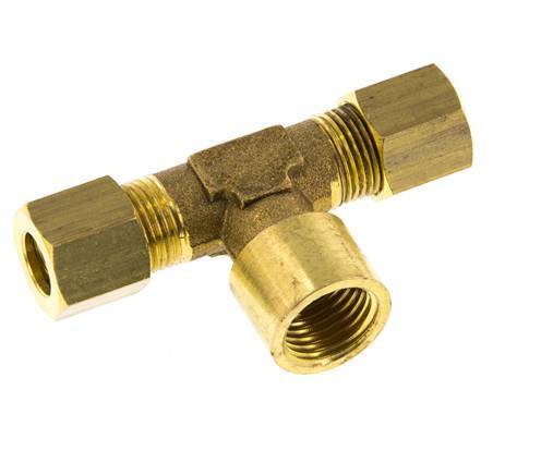 G 1/4'' x 8mm Brass Tee Compression Fitting 135 Bar DIN EN 1254-2