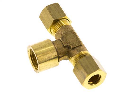 G 1/4'' x 8mm Brass Tee Compression Fitting 135 Bar DIN EN 1254-2