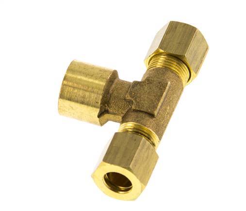 G 1/4'' x 8mm Brass Tee Compression Fitting 135 Bar DIN EN 1254-2