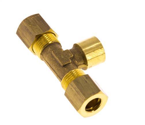 G 1/8'' x 8mm Brass Tee Compression Fitting 135 Bar DIN EN 1254-2