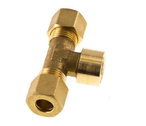 G 3/8'' x 10mm Brass Tee Compression Fitting 95 Bar DIN EN 1254-2