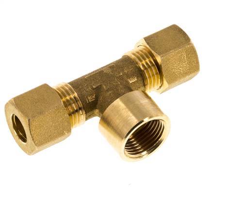 G 3/8'' x 10mm Brass Tee Compression Fitting 95 Bar DIN EN 1254-2