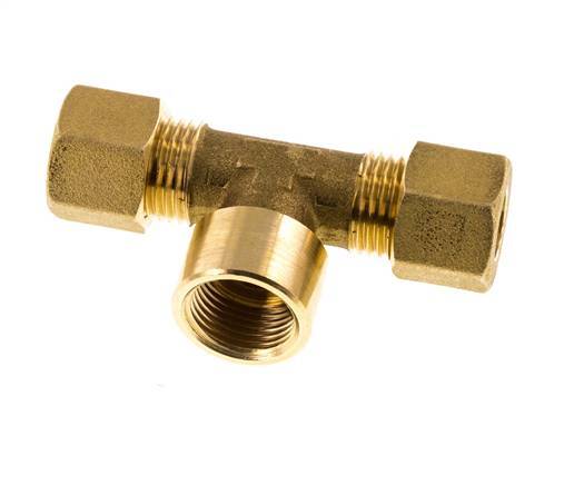 G 3/8'' x 10mm Brass Tee Compression Fitting 95 Bar DIN EN 1254-2