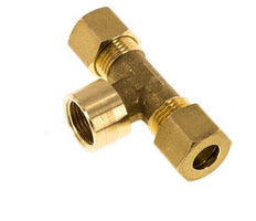 G 3/8'' x 10mm Brass Tee Compression Fitting 95 Bar DIN EN 1254-2