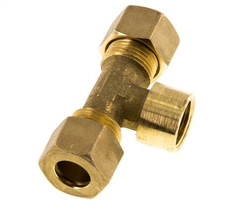 G 3/8'' x 12mm Brass Tee Compression Fitting 75 Bar DIN EN 1254-2
