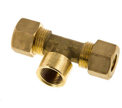 G 3/8'' x 12mm Brass Tee Compression Fitting 75 Bar DIN EN 1254-2