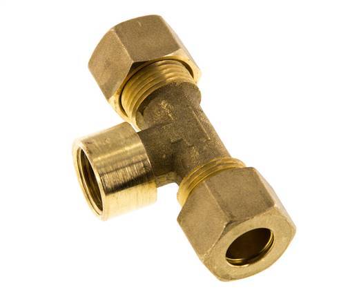 G 3/8'' x 12mm Brass Tee Compression Fitting 75 Bar DIN EN 1254-2