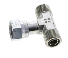 UN 13/16''-16 M/F Zinc plated Steel Tee ORFS with union nut 630 Bar - Hydraulic
