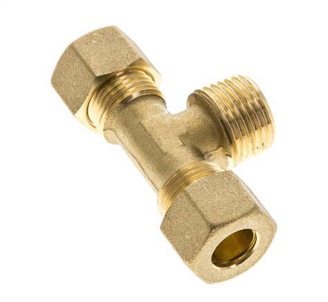R 1/2'' Male x 12mm Brass Tee Compression Fitting 75 Bar DIN EN 1254-2